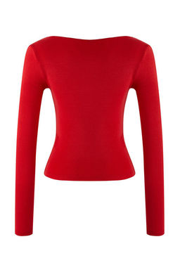 K?rm?z? F?rf?rl? Fitted/Vucuda Oturan Orme Bluz TWOAW26BZ00287