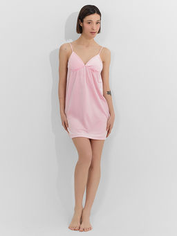 Платье домашнее женское велюровое розовое