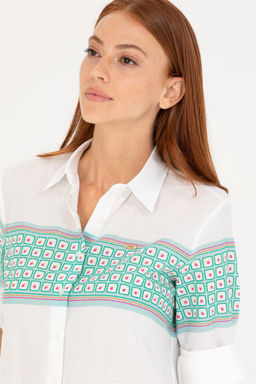 Женская рубашка цвета морской волны с длинным рукавом - U.s. polo assn фото 10