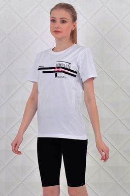 Арт. 5728 Костюм с велосипедками 42-50 (5 шт) Цвет:верх- белый, низ- черный - Калинка фото 2