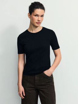 Базовая футболка в рубчик / Zarina  фото 3