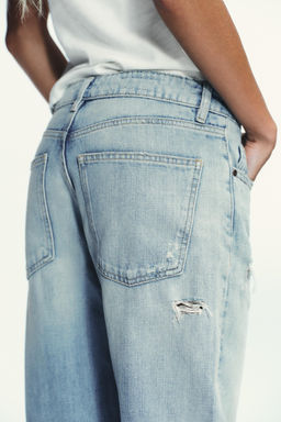 TRF RIPPED MID-WAIST WIDE-LEG JEANS - Zara фото 6