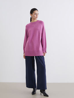 Bisiklet Yaka Oversize Kad?n Triko Tunik