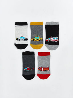 Bask?l? Erkek ?ocuk Patik ?orap 5li