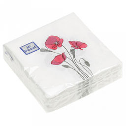 Салфетки бумажные "Art Bouquet" 20х20см, 2-х слойные, 30 штук в упаковке, 100% целлюлоза, "Маки" (Россия)