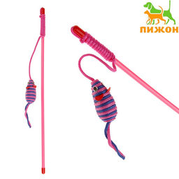 Дразнилка-удочка Полосатая мышь, микс цветов