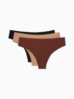 Наб бесшов трусов (3шт) жен бикини MINAKU 90%нейл/10%спанд/ласт 100%хл шок/капуч/черн р.S