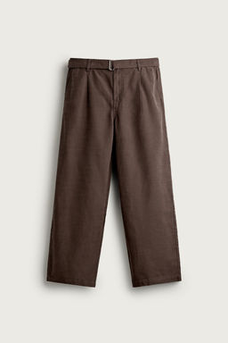 PANTAL?N RELAXED FIT PLIEGUES CINTUR?N / Marr?n / Topo - Zara фото 6