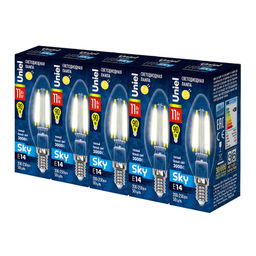 SKY серия Форма "Свеча" LED-C35-11W/3000K/E14/CL PLS02WH Набор из 5штук