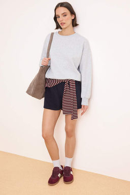 Kar Melanj Oversize/Genis Kal?p Uzun Kollu 3 Iplik Sardonsuz Orme Sweatshirt TWOSS26SW00007