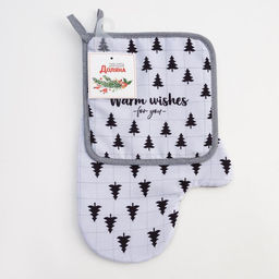 Набор кухонный Warm wishes: варежка-прихватка 20х28см, прихватка 17х17см, 35% х/л,65% п/э - Доляна фото 6