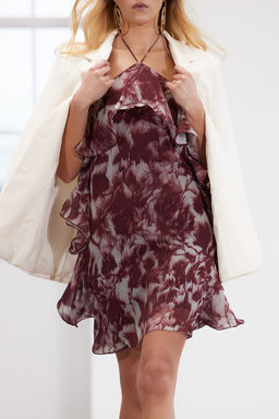 Limited Edition Cok Renkli A-Kesim Dokuma Sifon K?sa Abiye Gece Mezuniyet Elbisesi TPRSS24EL00125 - Trendyolmilla фото 4