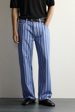 PANTAL?N STRAIGHT FIT RAYAS / Azul