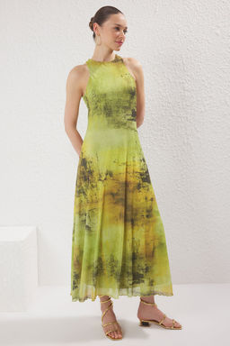 TRENDYOLMILLA Cok Renkli Soyut Bask?l? A-line Maxi Kopuk Esnek Orme Elbise TWOSS25EL00678  фото 4