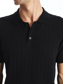 Polo Yaka K?sa Kollu ?izgili Erkek Triko Kazak