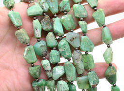Бусины из хризопраза кристаллы 10*15мм, 26см, 14 бусин Радуга камня