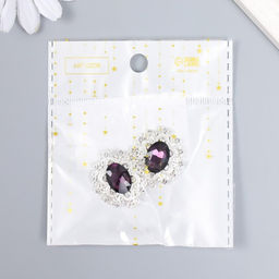 Декор для творчества металл «Медальон узорный», тёмно-фиолетовый кристалл, набор 2 шт., 2.6×2.4 см