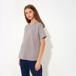 Футболка женская MINAKU: Basic line, серая, размер 44