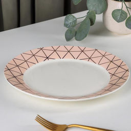 Тарелка фарфоровая обеденная Доляна Золотая нить, d=25,3 см фото 2