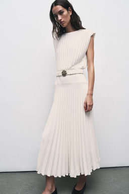 PLEATED MIDI DRESS WITH BELT - Zara фото 11