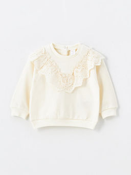 Bisiklet Yaka Uzun Kollu Nak??l? K?z Bebek Sweatshirt ve Tayt 2li Tak?m - Waikiki фото 2