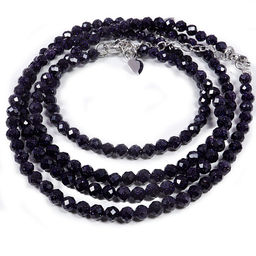 Бусы из камня Синий авантюрин алмазная огранка 4мм 38см удача, победа, везение, богатство