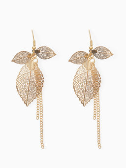 Серьги висячие «Листья» осень, цвет золото, 10.5 см