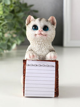 Фигурка с блокнотом 20 листов «Серый котик», полистоун, 6.5×5×11 см