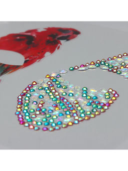 Наклейка - стразы на лицо Крыло бабочки и попугай, 16?17 см