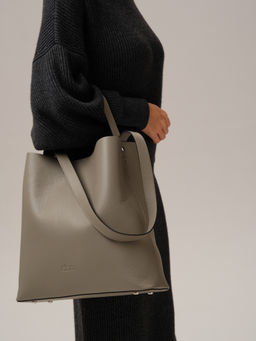 Кожаная сумка шоппер Olga DBR 30948 серо-коричневый фото 6