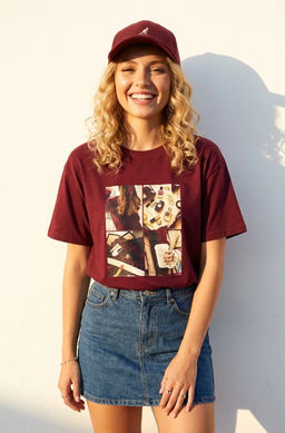 K13397 Футболка OVER SIZE БУРГУНДИ