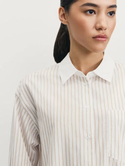 Рубашка из хлопка с контрастными деталями / Zarina фото 6