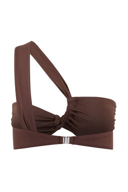 Kahverengi Straplez Kapl? Drapeli Bikini Ustu TBESS26BU00015