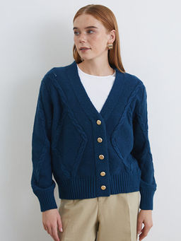 V Yaka Desenli Kad?n Triko H?rka