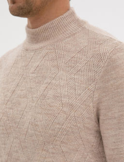 Bej Slim Fit Yar_m Bal_k__ Yaka Triko Kazak - Pierre cardin фото 7