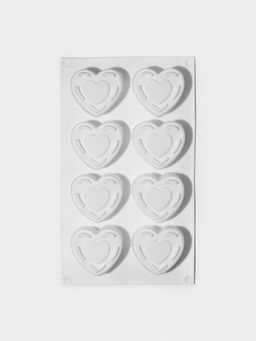 Форма для муссовых десертов Доляна Сердце, силикон, 29?17?4.3 см, 8 ячеек (5.5?6.2?3.5 см), белая  фото 4