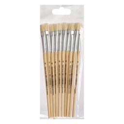 Цена за 10 шт. Кисть для рисования, щетина, № 8, плоская, деревянная ручка, международный размер