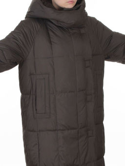 8892 GRAY/BROWN Пальто зимнее женское (200 гр. холлофайбер)