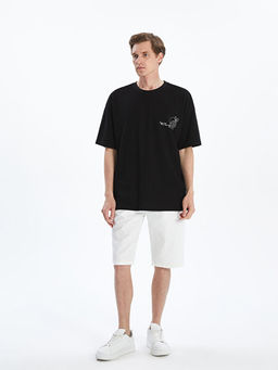 Bisiklet Yaka Bask?l? Penye Erkek Ti??rt