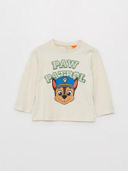 Bisiklet Yaka Uzun Kollu Paw Patrol Bask?l? Erkek Bebek Ti??rt