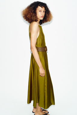 VESTIDO MIDI CINTUR?N / Khaki - Zara фото 5