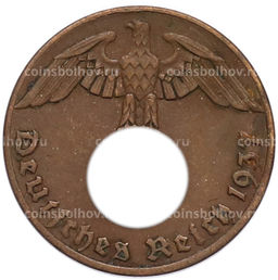 Монета 1 рейхспфенниг 1937 года A Германия