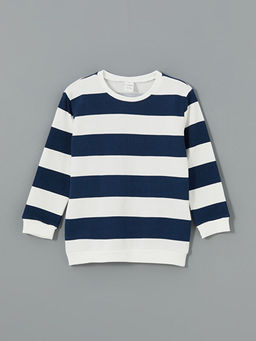 Bisiklet Yaka Bask?l? Kal?n Erkek ?ocuk Sweatshirt