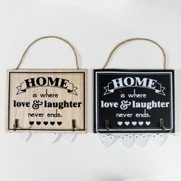 Ключница настенная Дом с сердечками, декоративные крючки, дерево, 25.6?18.2?0.6 см