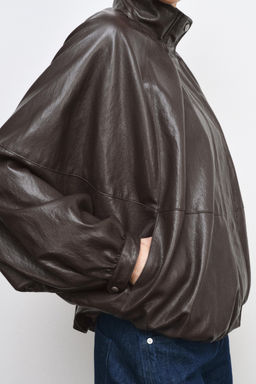 ZW COLLECTION LEATHER EFFECT BOMBER JACKET - Zara фото 17