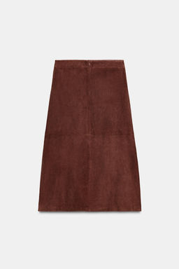 100% SUEDE LEATHER MIDI SKIRT LIMITED EDITION - Zara фото 7