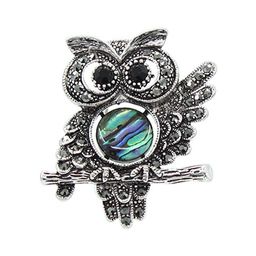 Брошь "Совенок" перламутр гелиотис