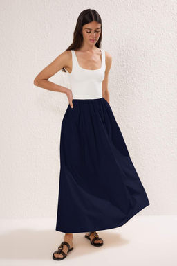 Lacivert Renk Bloklu Maxi Dokuma Elbise TWOSS25EL00867