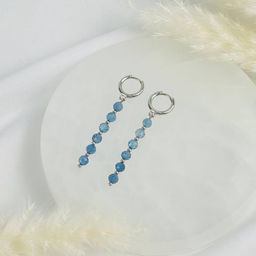 Серьги длинные из Аквамарина