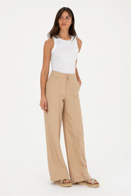 Женские брюки песочного цвета из парусины Неожиданная скидка в корзине